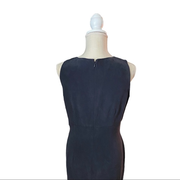 Design by Pat Argenti Navy Blue & Periwinkle Stripes 100% Silk Maxi Dress 10 NWT - Picture 4 of 11
